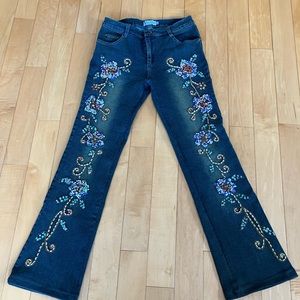 Vintage very unique hand beaded flare jeans size 28